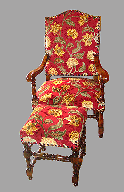 Fauteuil Louis XIII pieds bobines