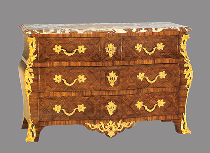 Commode tombeau Louis XIV - bois de violette - bronze doré or fin