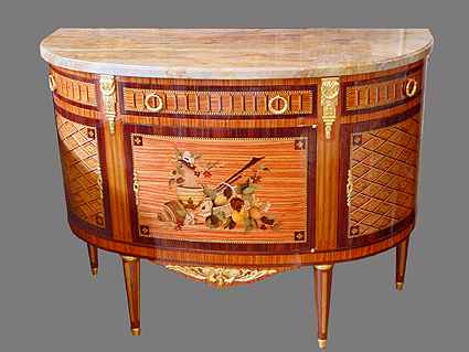 Commode Demi-lune - bois de rose - bois de violette