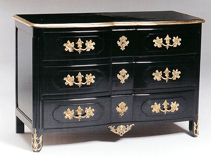 Commode J C SAUNIER Régence en laque noire