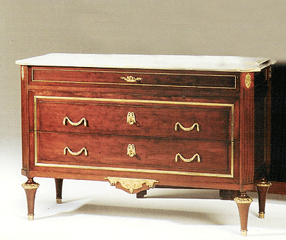 Commode J M SCHILER Louis XVI en acajou 