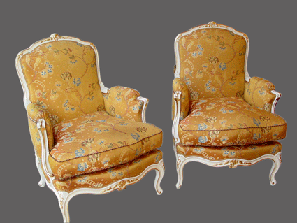 Bergère Louis XV de salon bois laqué et doré